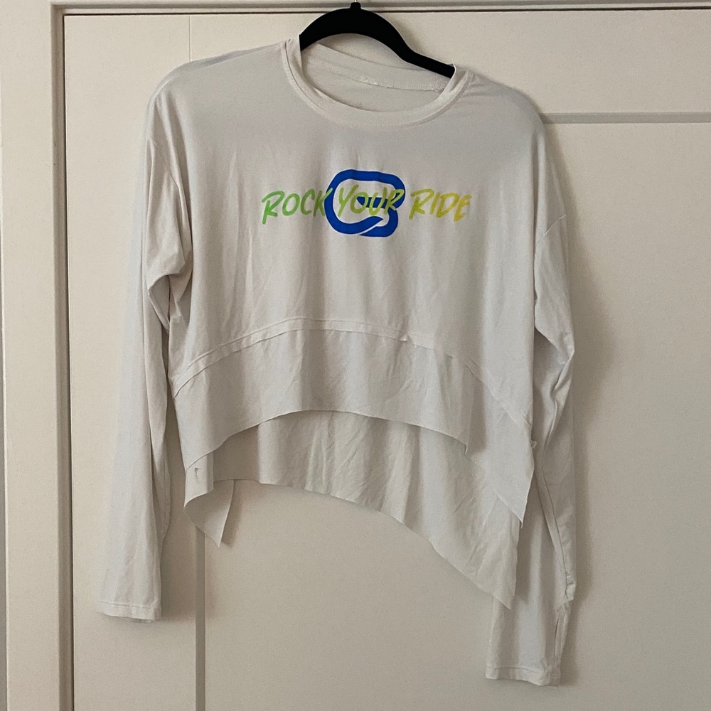 White Long Sleeve Cropped CycleBar Top